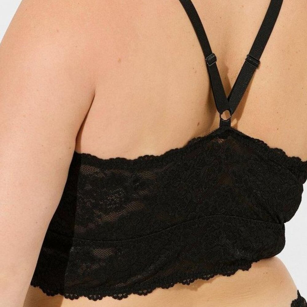 TORRID BLACK LIGHTLY LINED DIAMANTE XO FRONT BRALETTE 2 2X 18 20 - Picture 3 of 5